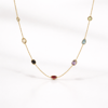 925 Ayar Gümüş Gerçek Doğal Taşlı Kolye – Ametist, Blue Topaz, Citrine & Garnet 14 Ayar Altın Kaplama