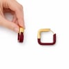 Bordo Gold 2 Renkli Kare Form Çelik Küpe