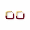 Bordo Gold 2 Renkli Kare Form Çelik Küpe