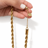 Gold Burgu Zincir Kolye-Kalın Halat kolye-Paslanmaz Çelik-Mikrofiber Takı Bezi Hediyeli