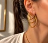 Gold Çelik Halka Küpe Seti-4,5/3,5/2,5 cm-Üç Çift Halka Küpe Seti-Mikrofiber Takı Bezi Hediyeli