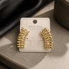 Gold Cuff Görünümlü Küpe-3 cm-Zirkon Taşlı Paslanmaz Çelik-Xuping Küpe
