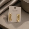 Gold Cuff Görünümlü Küpe-3 cm-Zirkon Taşlı Paslanmaz Çelik-Xuping Küpe