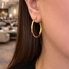 Gold Halka Küpe - 925 Ayar Gümüş - 3 cm / Gümüş Parlatma Bezi Hediyeli