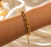 Gold Halka Zincir Bileklik-Paslanmaz Çelik-Mikrofiber Takı Bezi Hediyeli