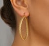Gold Sim Işıltılı Halka Küpe-CM Paslanmaz Çelik-5 cm-Mikrofiber Takı Bezi Hediyeli