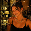 Paslanmaz Çelik Gurmet Kolye & Bombe Küpe Seti-Gold-Mikrofiber Takı Bezi Hediyeli