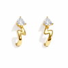 Xuping Zirkon Taşlı Zigzag Gold Halka Küpe 