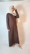 2 Lİ TAKIM KAHVERENGİ ABAYA VE İÇ ELBİSE