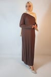 2 Lİ TAKIM TAŞ RENGİ ABAYA VE İÇ ELBİSE