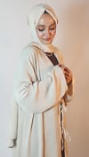 2 Lİ TAKIM TAŞ RENGİ ABAYA VE İÇ ELBİSE