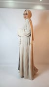 2 Lİ TAKIM TAŞ RENGİ ABAYA VE İÇ ELBİSE