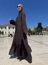 KAHVERENGİ PANTOLONLU ABAYA TAKIM