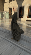 MODAL KUMAŞ HAKİ PANTOLONLU ABAYA TAKIM