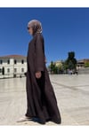 ÖN BOYDAN GİZLİ DÜĞMELİ KAHVERENGİ PANTOLONLUABAYA TAKIM