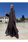 ÖN BOYDAN GİZLİ DÜĞMELİ KAHVERENGİ PANTOLONLUABAYA TAKIM