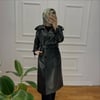 APOLETLİ DERİ TRENÇ SİYAH