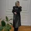 APOLETLİ DERİ TRENÇ SİYAH