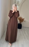 BUĞLEM YARIM FERMUAR ELBİSE AÇIK KAHVE