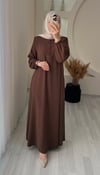 BUĞLEM YARIM FERMUAR ELBİSE AÇIK KAHVE