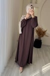 BUĞLEM YARIM FERMUAR ELBİSE PLUM