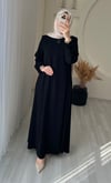 BUĞLEM YARIM FERMUAR ELBİSE SİYAH