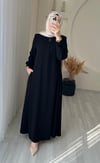 BUĞLEM YARIM FERMUAR ELBİSE SİYAH