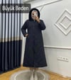 LİNEA KUMAŞ BÜYÜK BEDEN  ASTARLI KAPİTONE TAM BOY MONT SİYAH