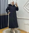 LİNEA KUMAŞ BÜYÜK BEDEN  ASTARLI KAPİTONE TAM BOY MONT SİYAH