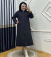 LİNEA KUMAŞ BÜYÜK BEDEN  ASTARLI KAPİTONE TAM BOY MONT SİYAH