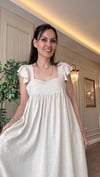 Askılı Cepli %100 Pamuk Keten Astarlı Elbise - Naturel Renk