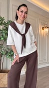Bağlama Detaylı Kahve Takım – Doğal & Trend Stil