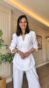 Beyaz Pantolon Ceket Takım - İç Göstermeyen %100 Pamuk Dokuma Tensel Kumaş