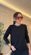 Bisiklet Yaka  Siyah Sim Detaylı Triko