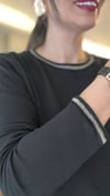 Bisiklet Yaka  Siyah Sim Detaylı Triko