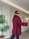 Bordo Kürk Detaylı Kaşe Ceket