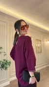 Bordo Simli Yarım Kollu Triko