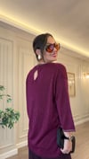 Bordo Simli Yarım Kollu Triko