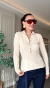 Çıtçıt Detaylı Kadın Triko Kazak - Ekru