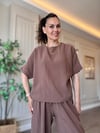 Kahve Tensel Kısa Kollu Takım