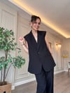 Keten Oversize  Yelek Ve Palazzo Pantolon  Takım