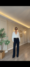 Likralı Kırışmayan Palazzo Pantolon – Lacivert