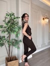 Likralı Pantolon Yelek Takım Kahve
