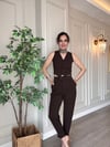 Likralı Pantolon Yelek Takım Kahve