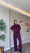 Modal Çıt Çıt Detaylı Kadın Takım Mürdüm