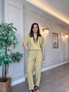 Olive Tensel Kısa Kollu Takım