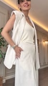 Oversize Yelekli  Keten Takım  -Naturel Krem Renk