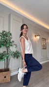 Premium Modal Kumaş Paça Pensli Şalvar Pantolon-Lacivert