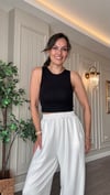 Premium Modal Kumaş Paça Pensli Şalvar Pantolon -Beyaz