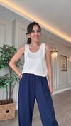 Premium Modal Kumaş Paça Pensli Şalvar Pantolon-Lacivert